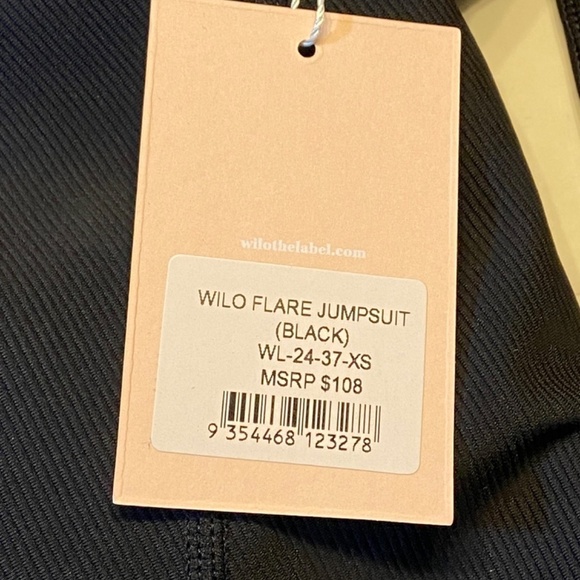 Wilo the Label Women Flare Jumpsuit Black Athletic Travel Workout Loungewear Rib - Picture 6 of 9